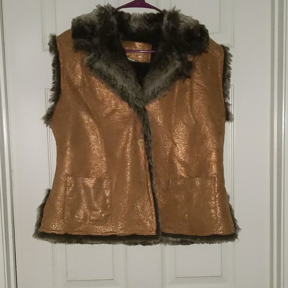 Live a Little Jackets & Blazers - Live A Little gold100% leather vest Sz.XL